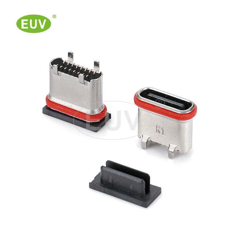 16P立式貼片 高度7.95mm 防水IPX7 Type-C母座連接器